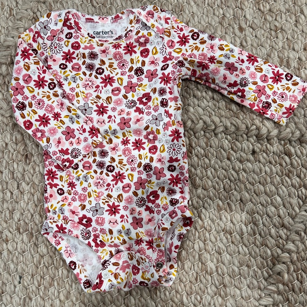 Carter's Floral Long Sleeve Bodysuit - Pink, Red, and Yellow